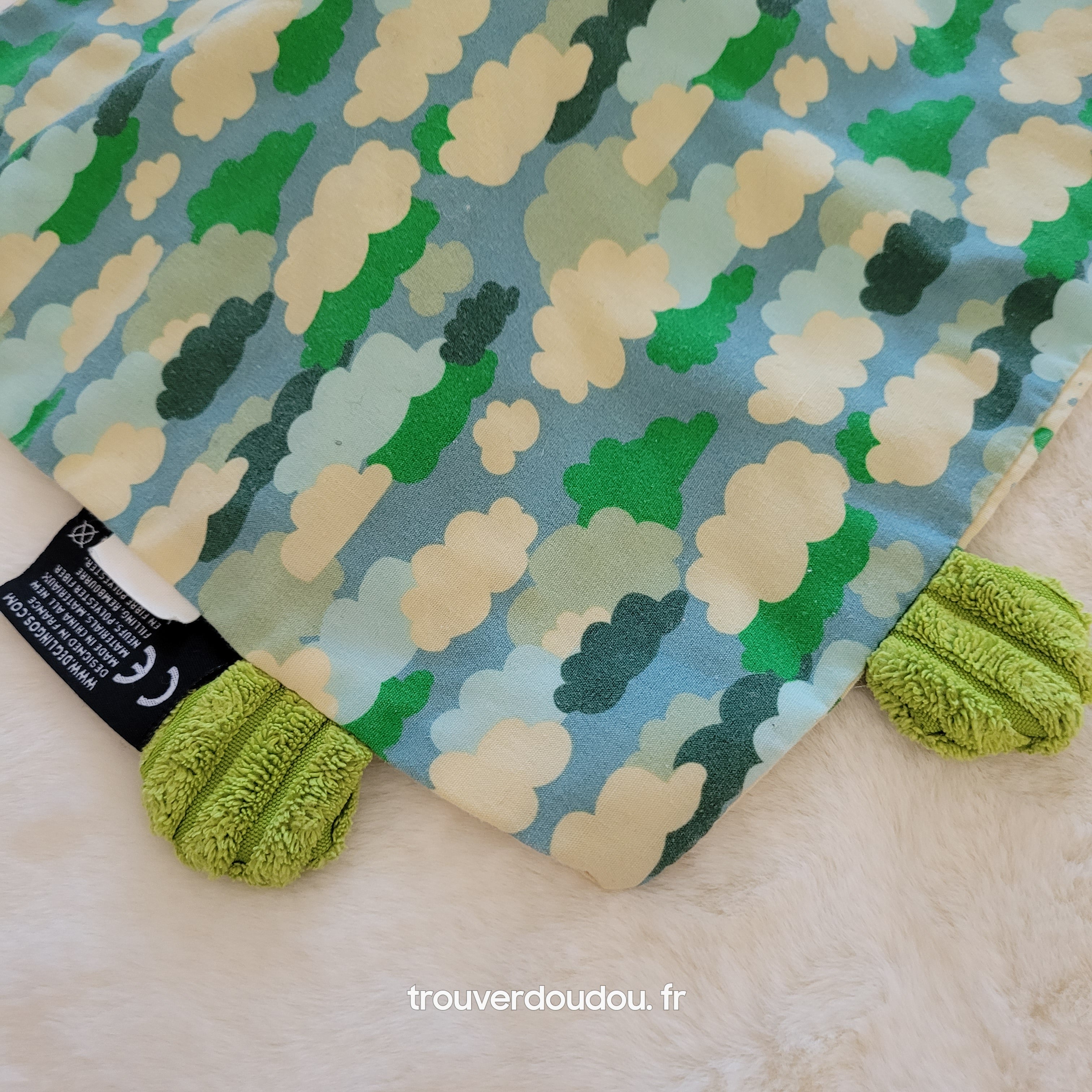 Doudou Plat "Aligatos le Crocodile" Vert - Les Déglingos - Velours Côtelé - Très Bon État
