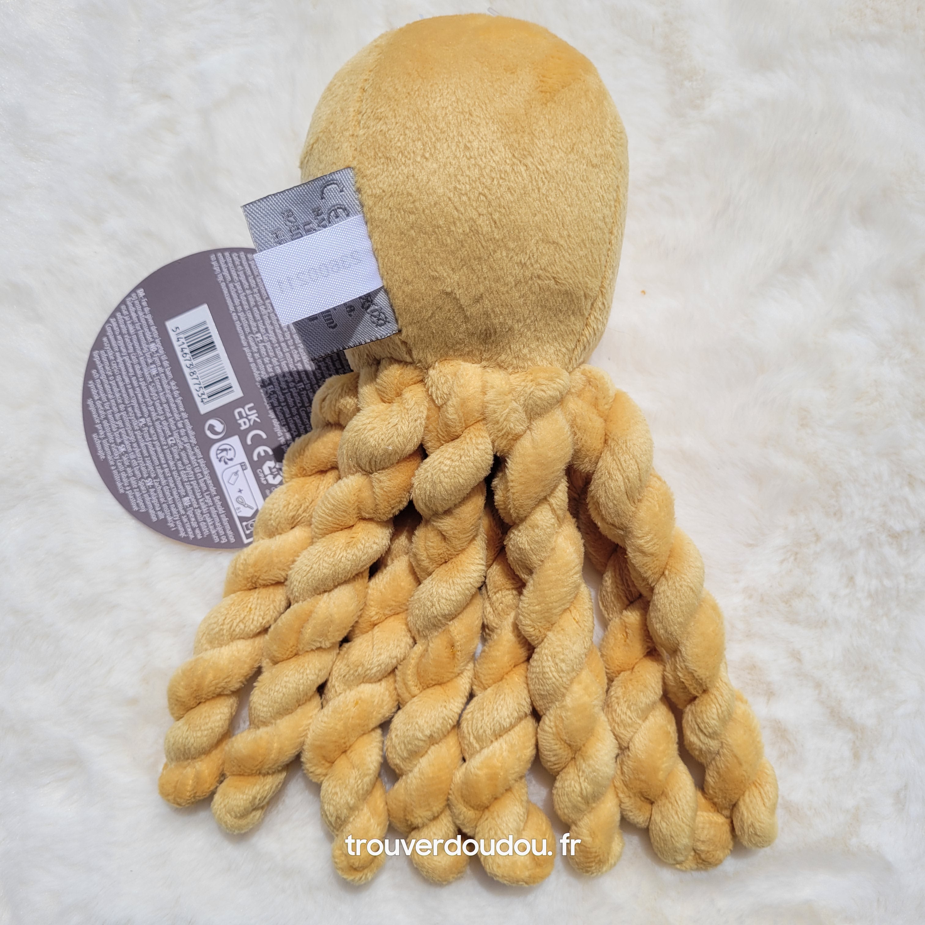 Doudou Peluche Pieuvre Lapidou Jaune 23cm - Nattou (Seconde main)