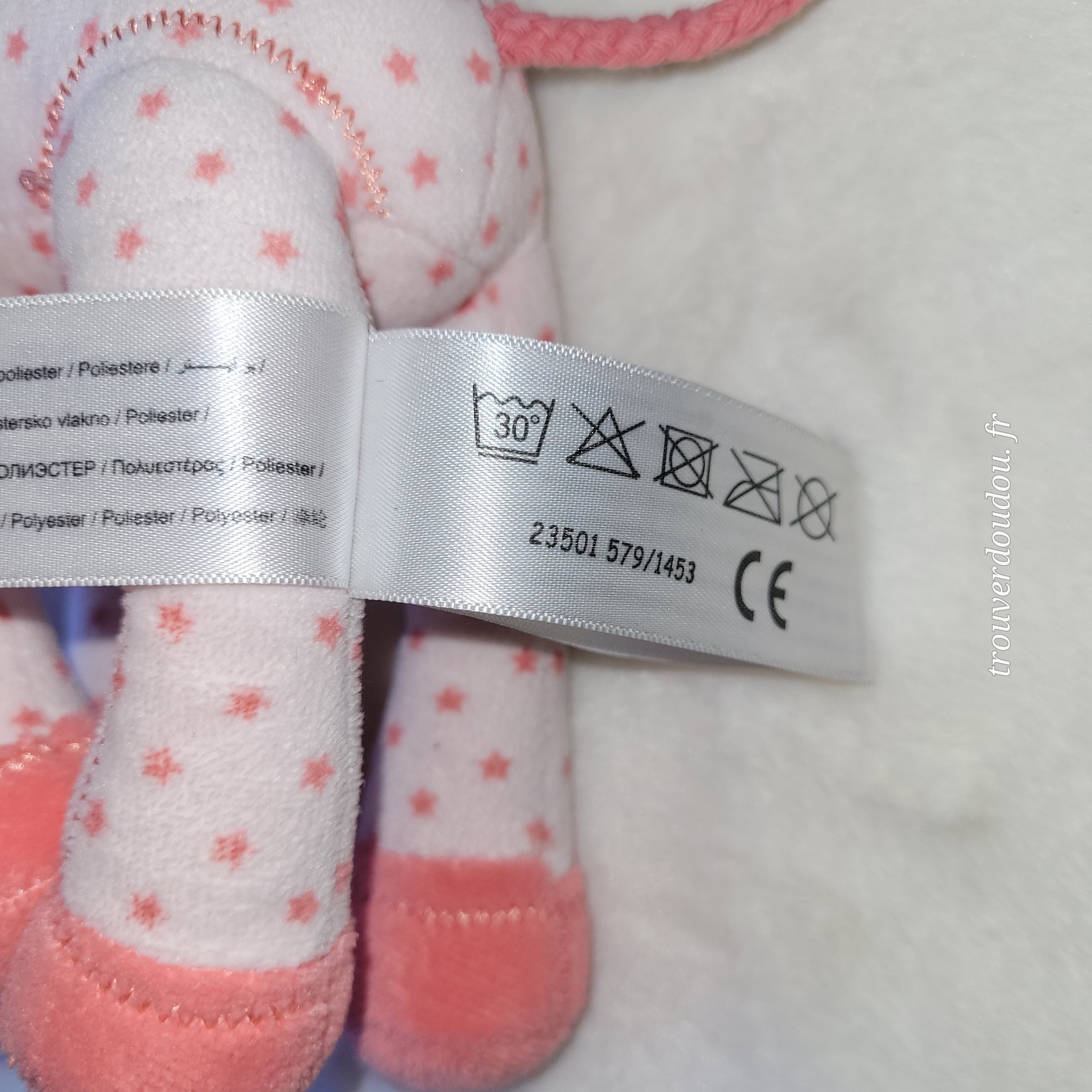 Doudou Peluche Girafe Rose à Étoiles - Tape à l'Œil (TAO) - Hochet Intégré - Occasion