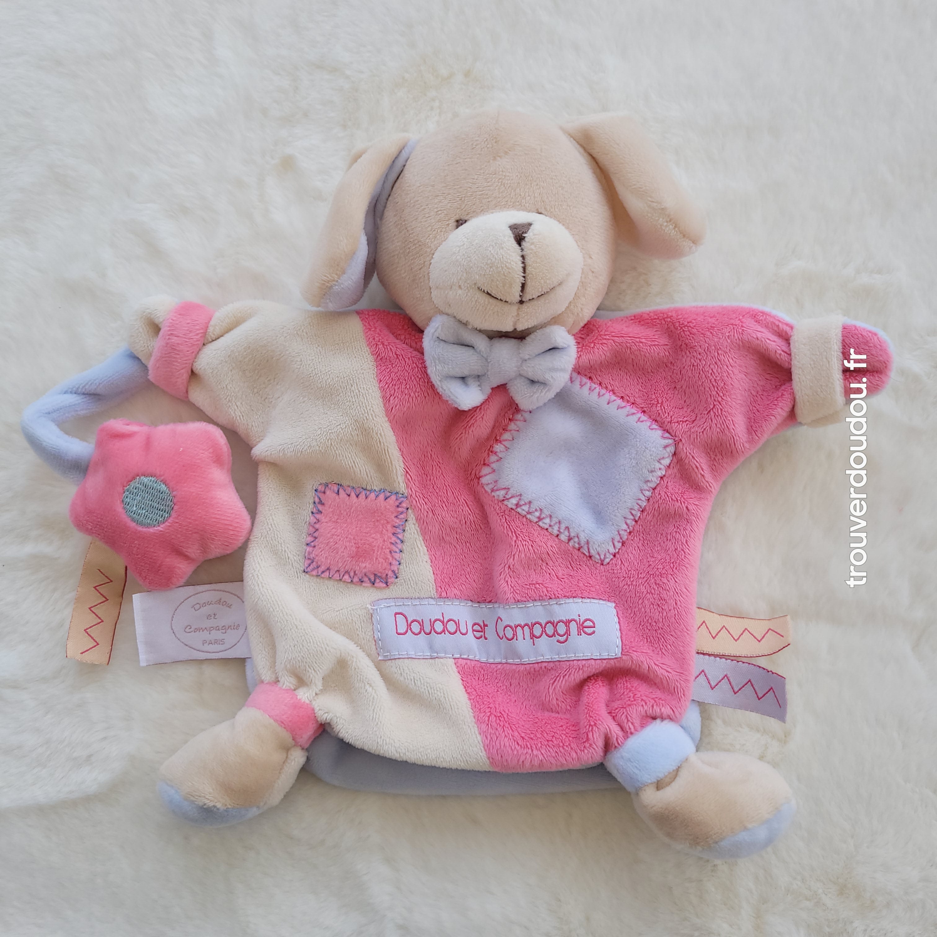 Doudou Plat Chien Zigzag Rose Doudou et Compagnie - Occasion État d'Usage