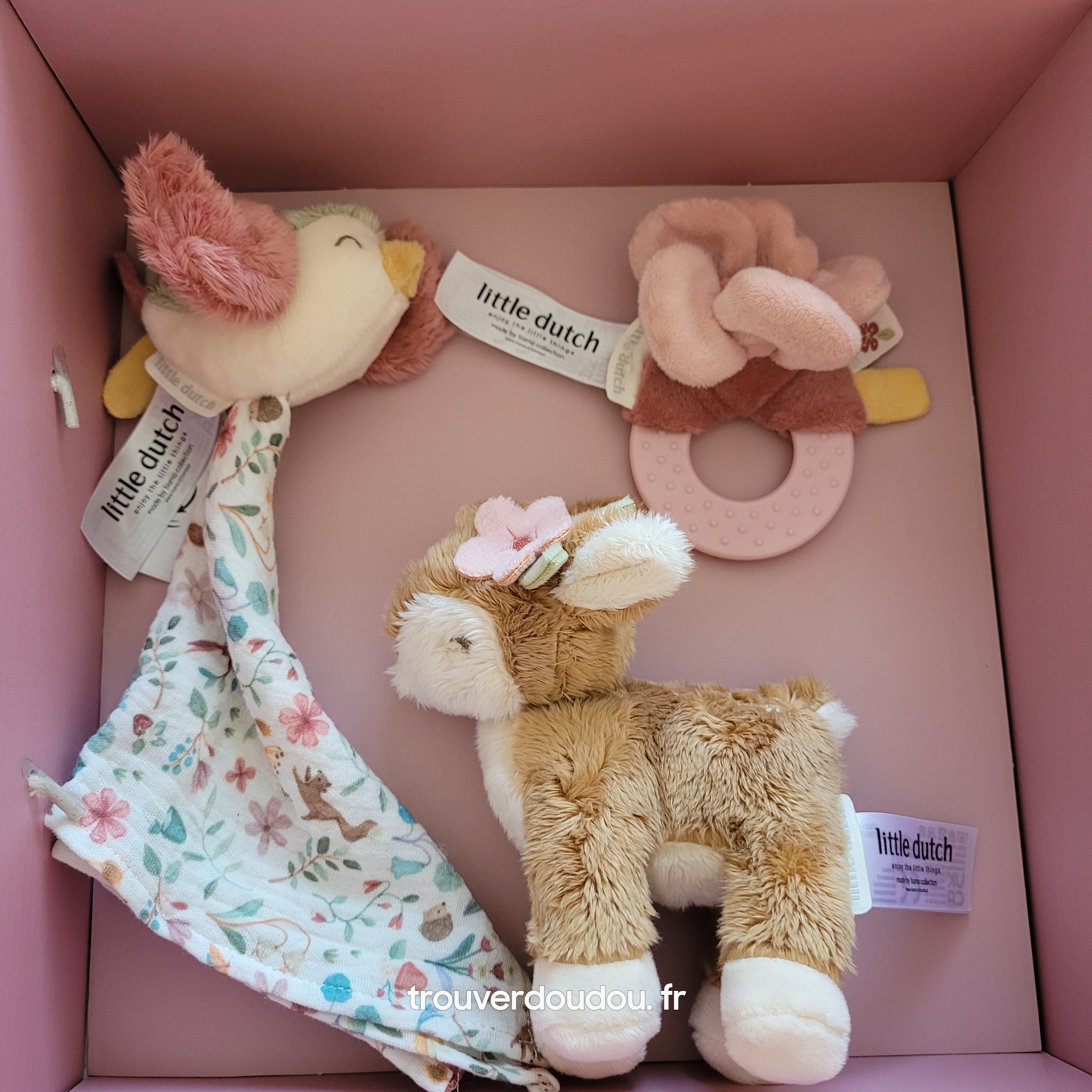 COFFRET NEUF Éveil Bébé "Flowers & Butterflies" - Little Dutch - Doudou, Hochet et Peluche