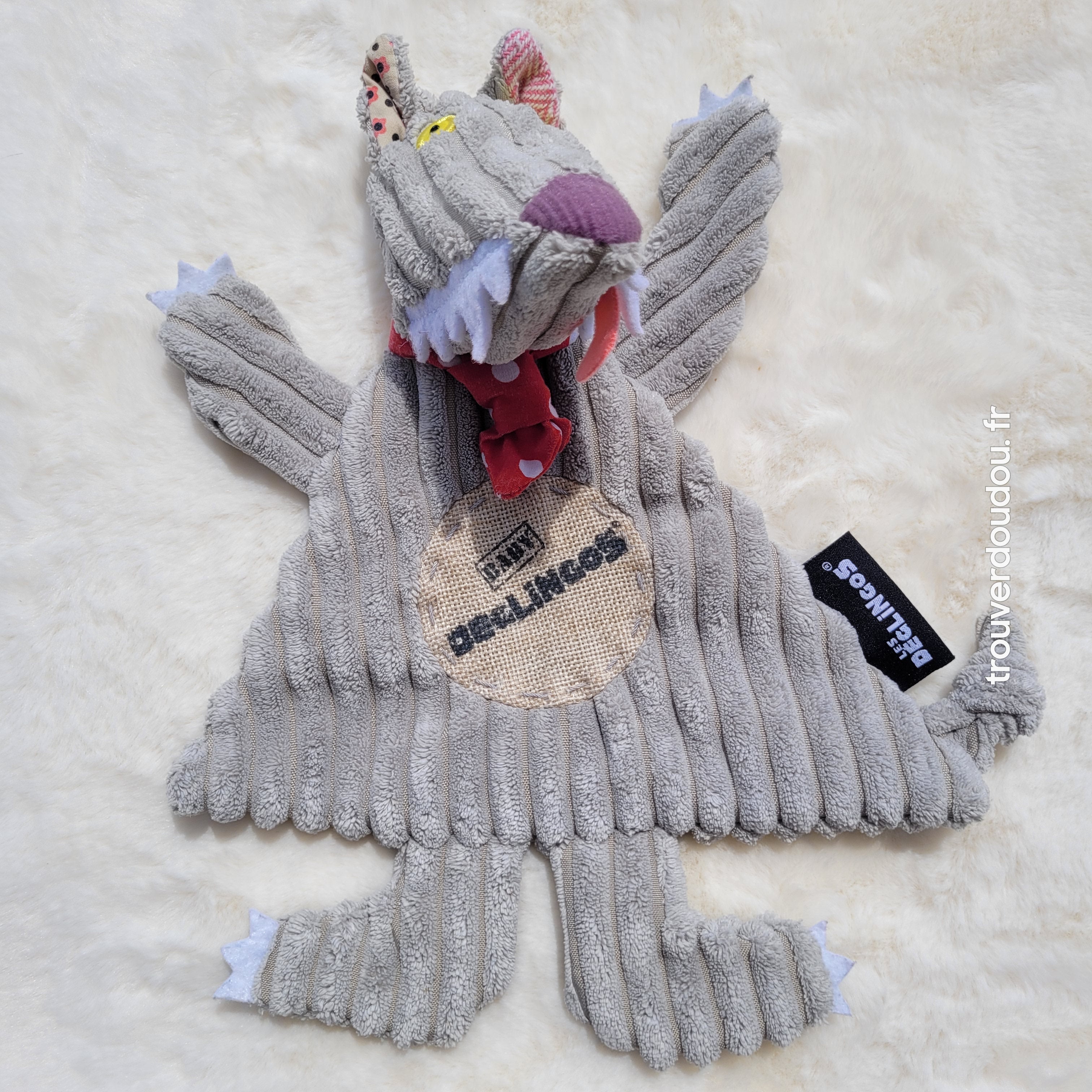 Doudou Plat Loup BigBos Les Déglingos - Occasion Très Bon État