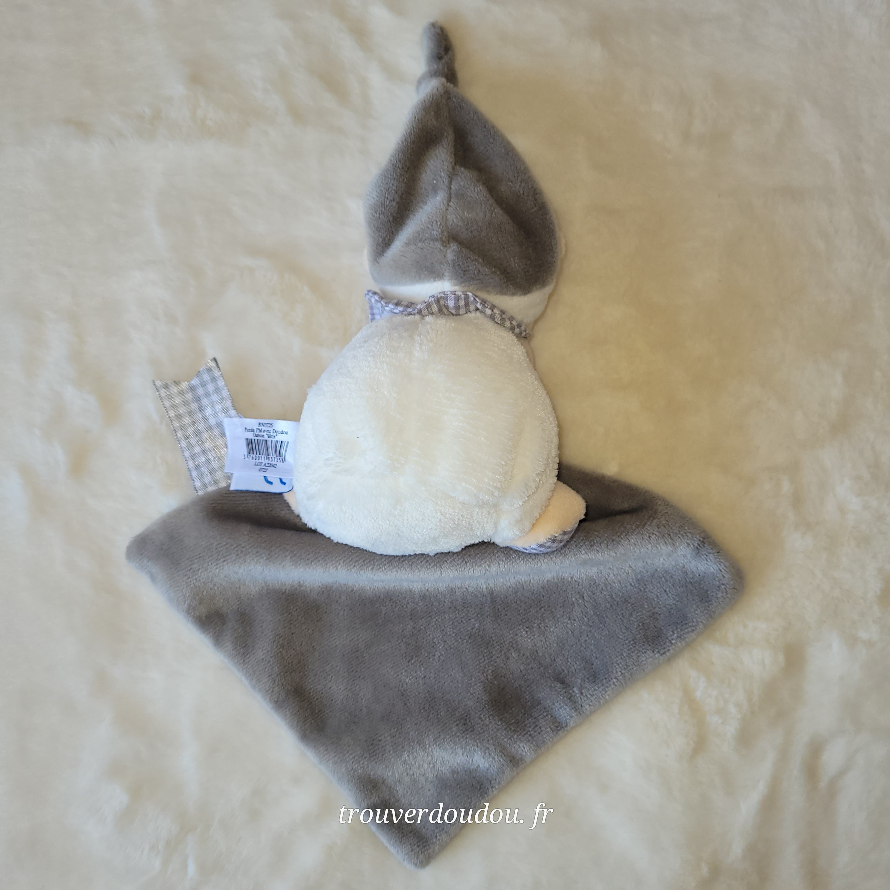 Doudou Pantin Ourson Beige et Blanc - Baby Nat' - Mouchoir - Très Bon État