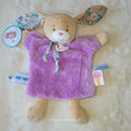 Doudou Marionnette Lapin "Les Poétiques" Violet et Floral - Baby Nat' - NEUF BN6174