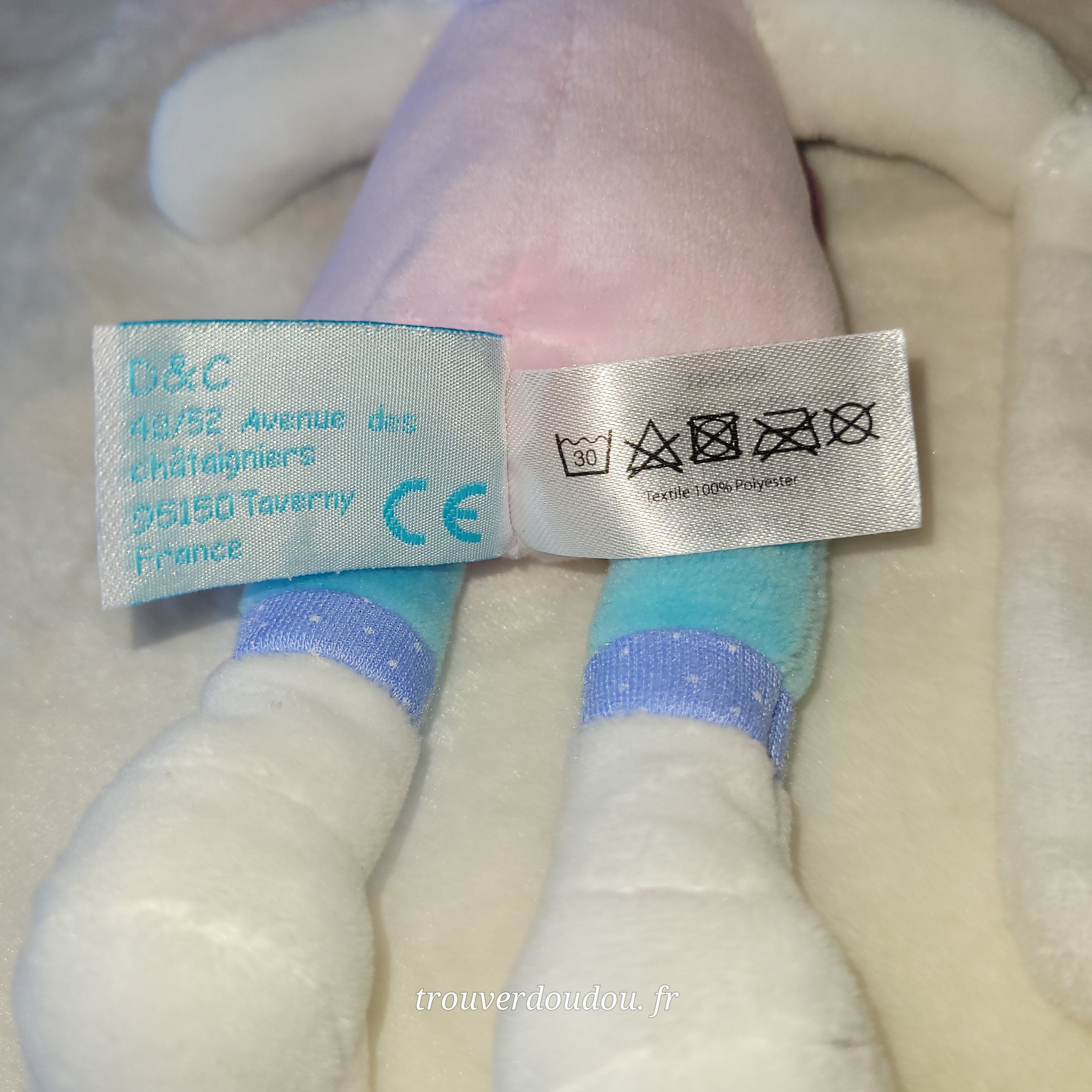 Doudou Pantin Lapin Rose "Berry" - Baby Nat' - État Comme NEUF BN0241