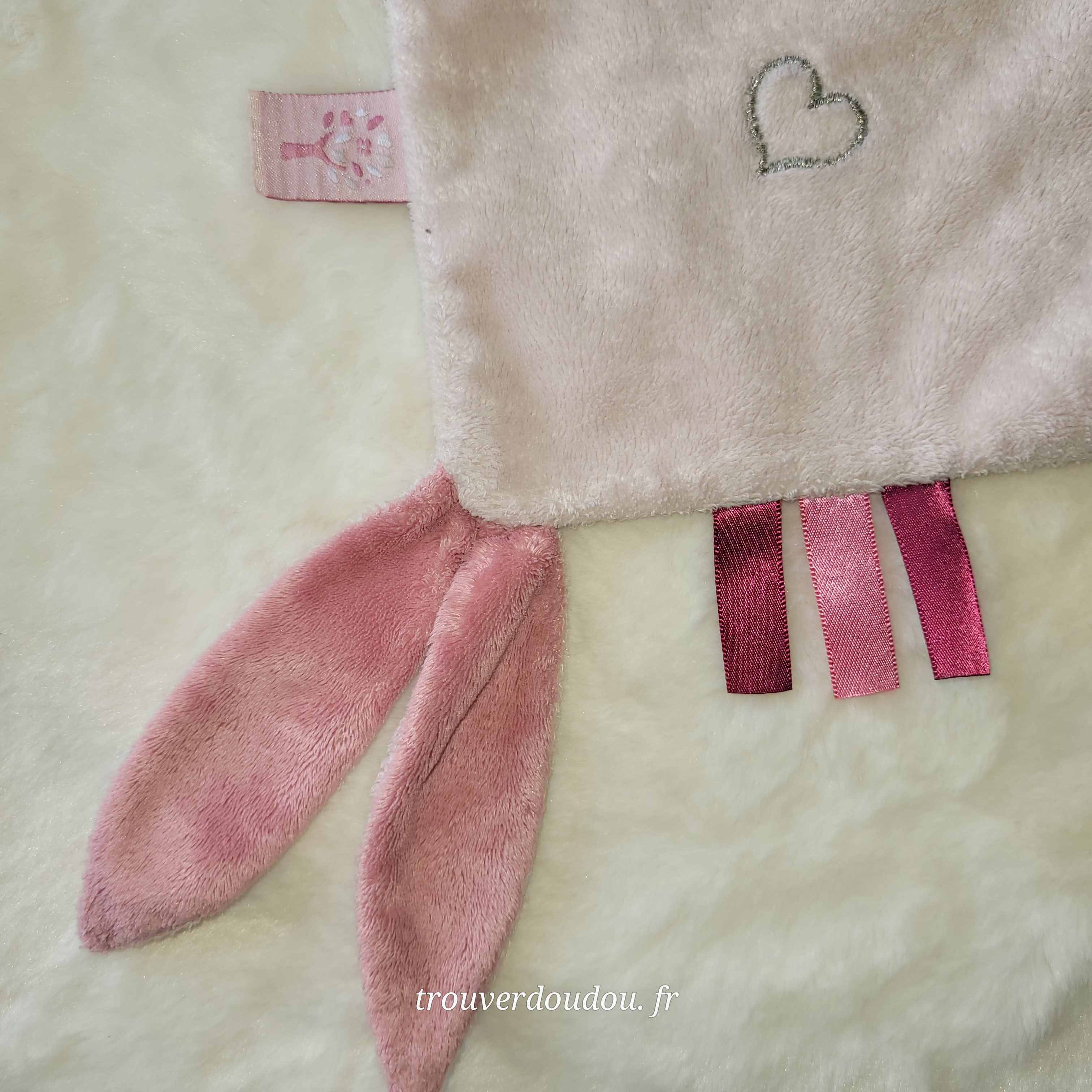 Doudou Plat Licorne "Jade" Rose Poudré et Beige - Nattou - Collection Jade & Lili -  Occasion