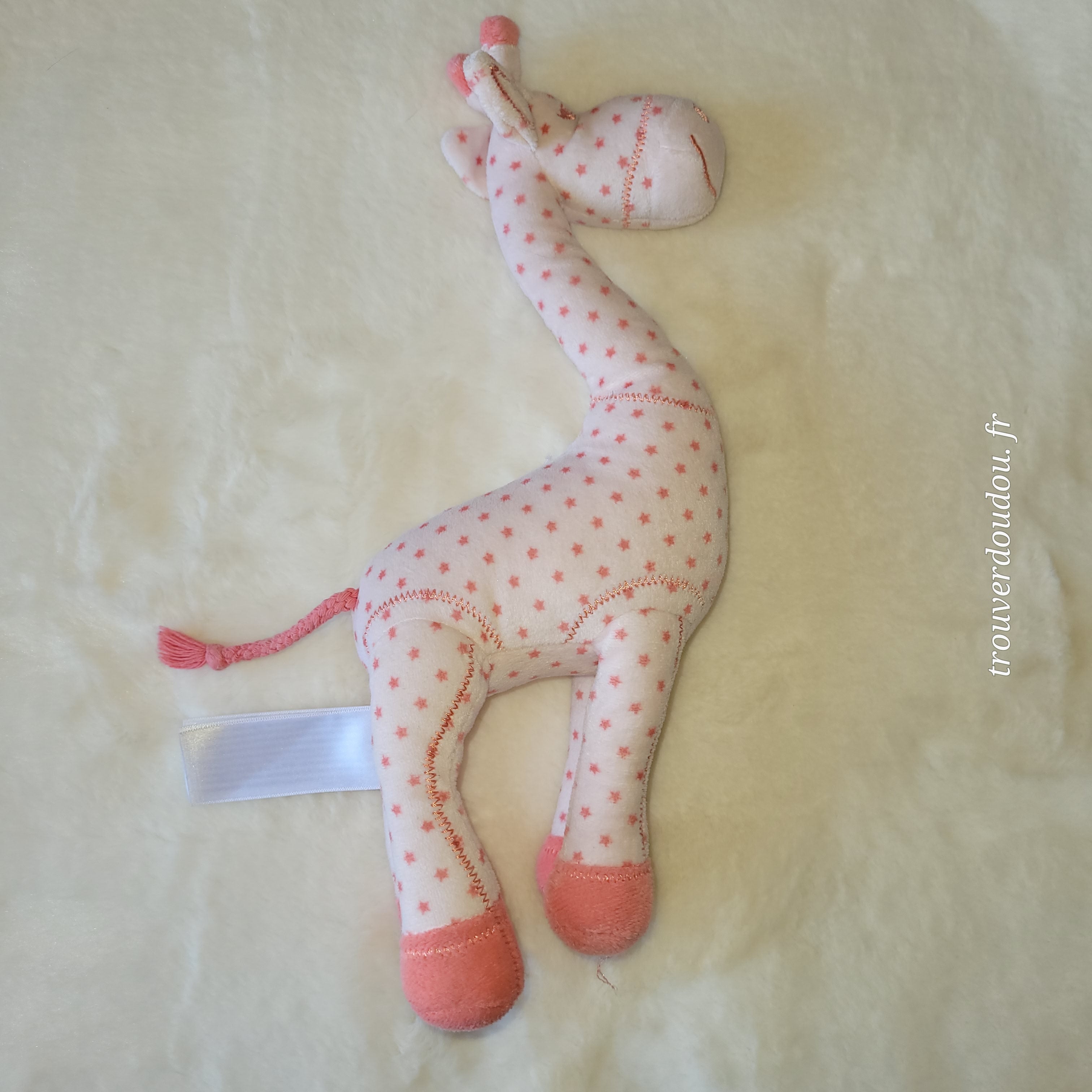 Doudou Peluche Girafe Rose à Étoiles - Tape à l'Œil (TAO) - Hochet Intégré - Occasion