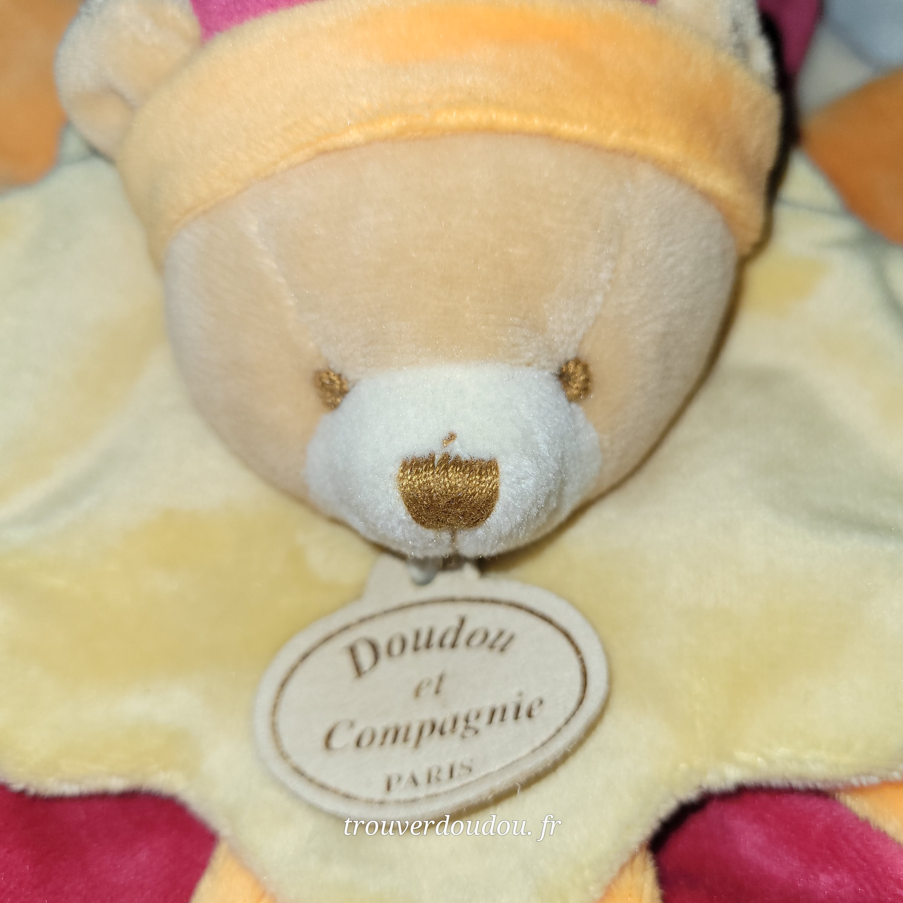 Doudou Fleur Pétales Collector Ours Orange et rouge - Doudou et Compagnie - Très Bon État