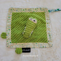 Doudou Plat "Aligatos le Crocodile" Vert - Les Déglingos - Velours Côtelé - Très Bon État