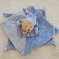 Doudou Plat Ours Bleu Ciel - Baby Nat' - Carré Mouchoir Brodé - Très Bon État