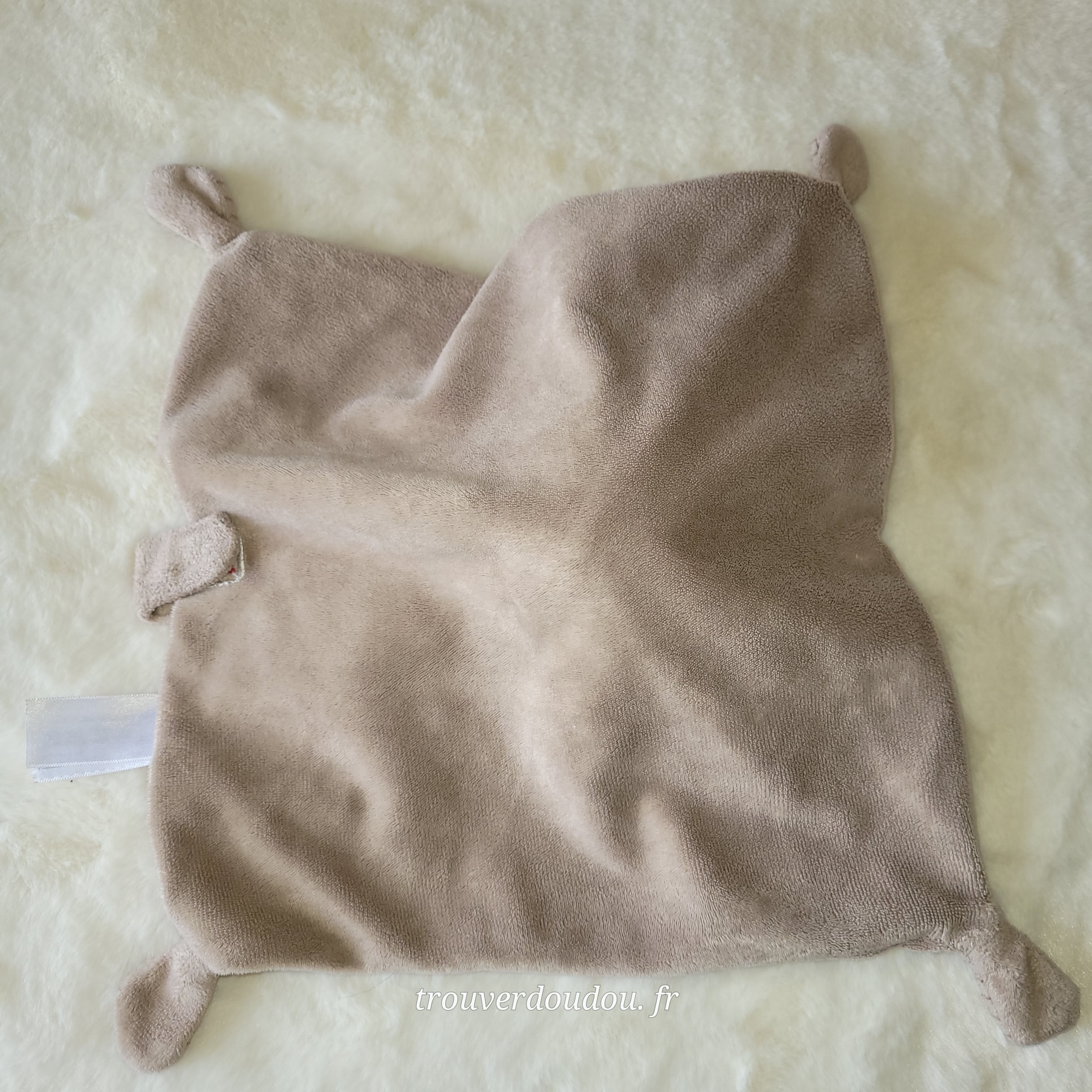 Doudou Plat Lapin Beige et Taupe à Rayures - Simba / Nicotoy - Excellent État