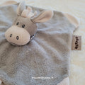 Doudou plat attache-sucette Âne Cappuccino gris et pois - Nattou Très bon état