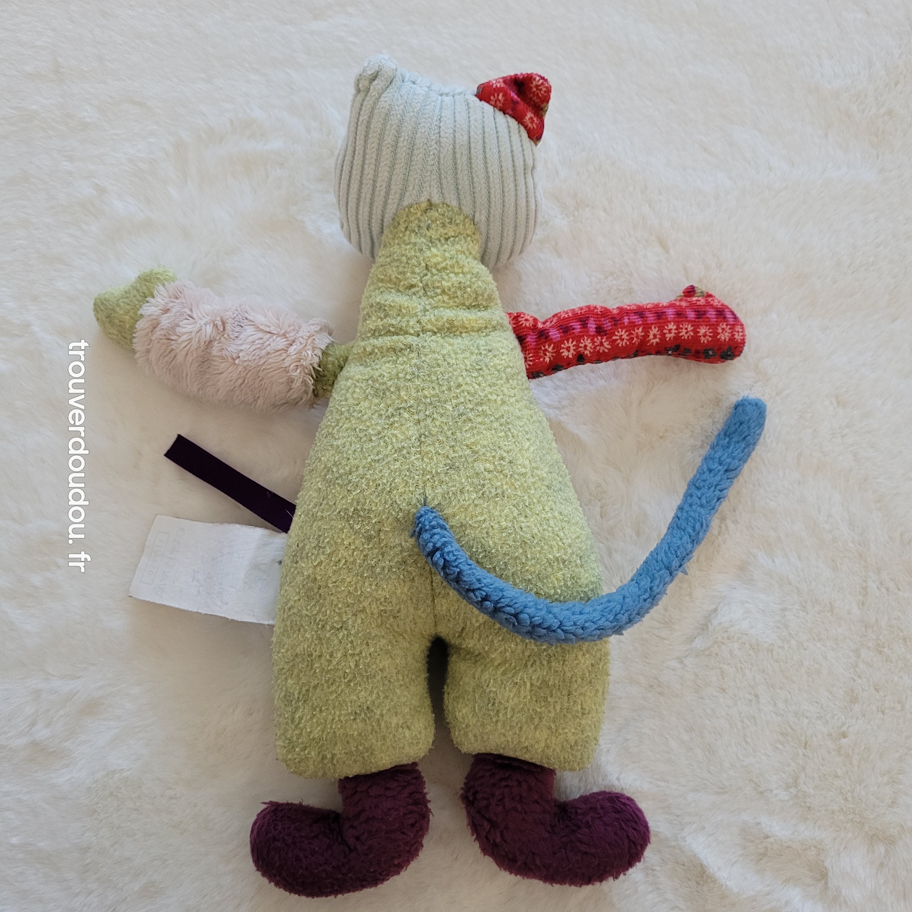 Peluche Chat "Les Jolis Pas Beaux" Multicolore - Moulin Roty - 25 cm - Très Bon État