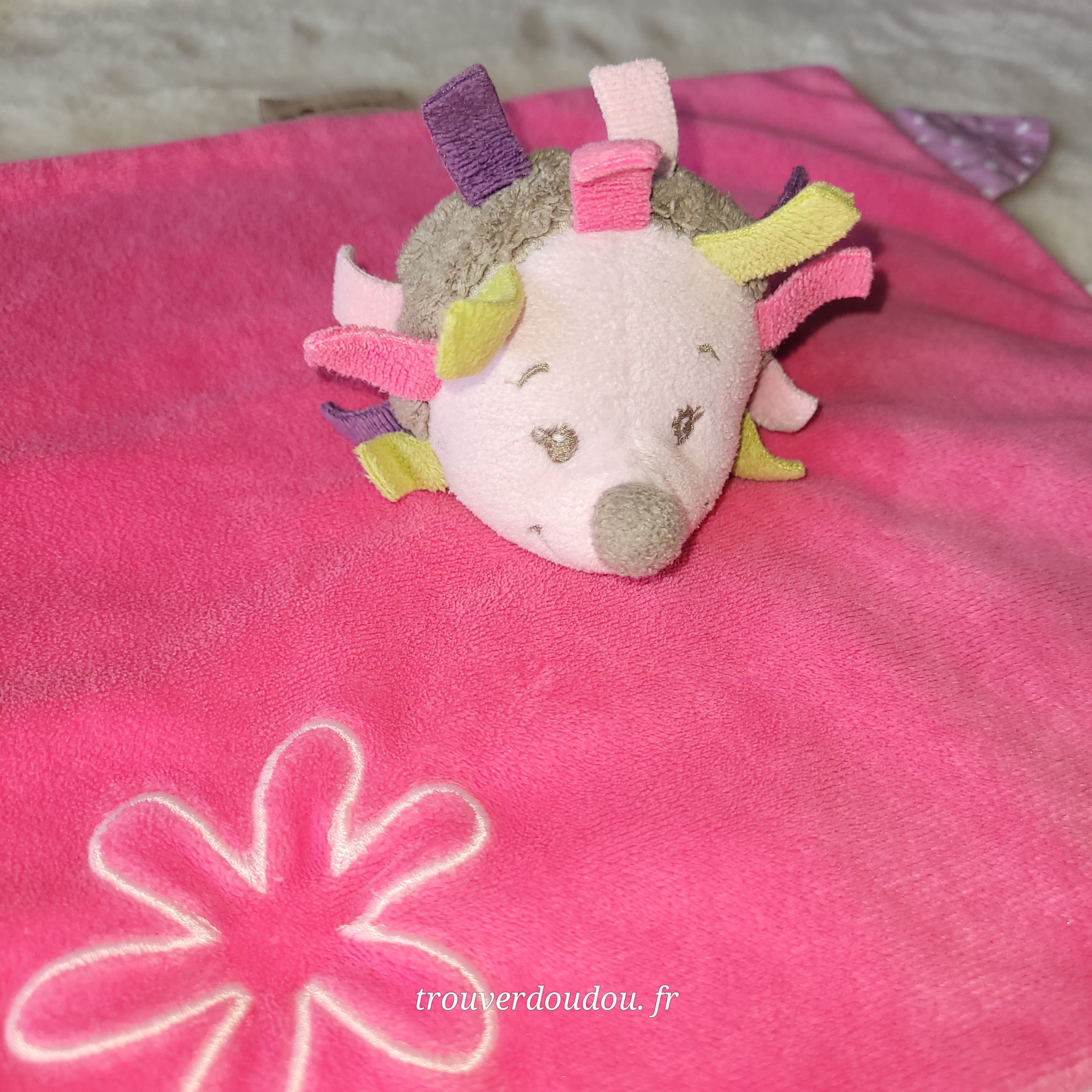 Doudou Plat Hérisson "Alizée" Rose et Gris - Nattou - Collection Manon & Alizée - Très Bon État