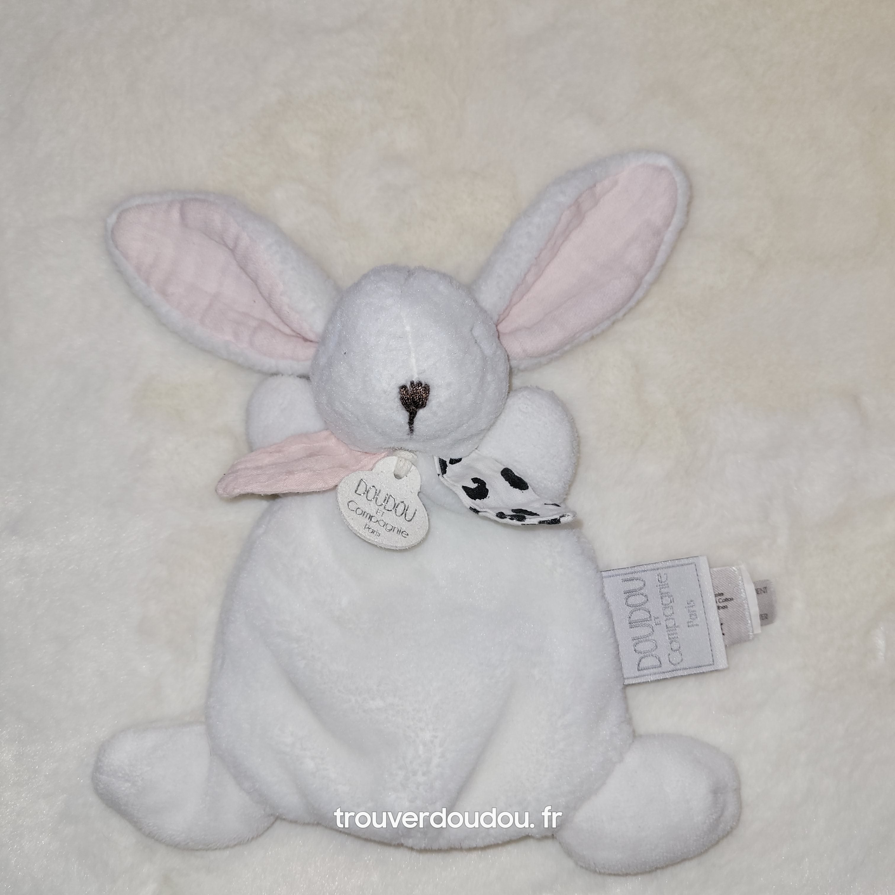 Doudou Lapin Happy Blush Blanc et Rose - Doudou et Compagnie - Occasion Très Bon État