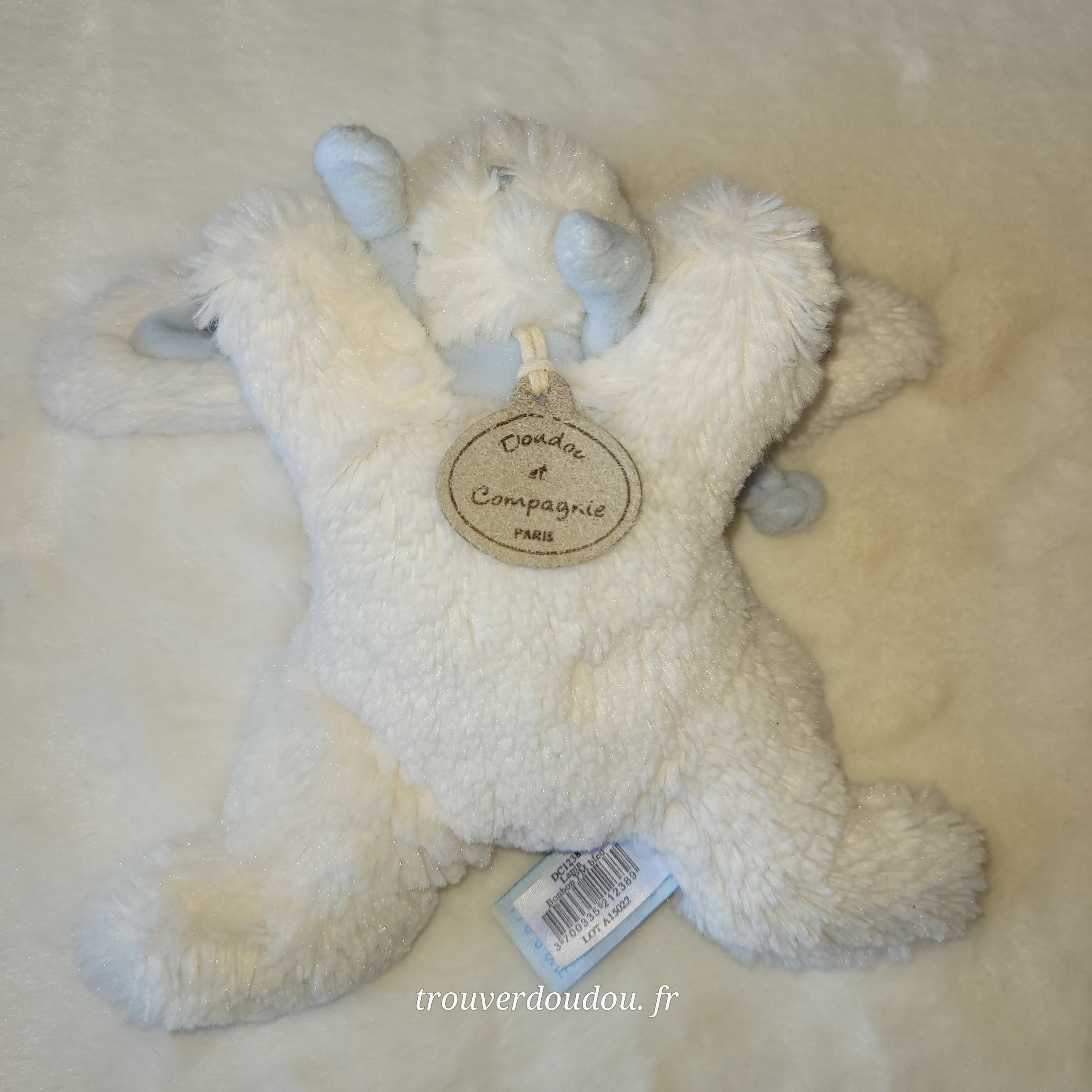 Peluche Lapin "Bonbon" Bleu - 16 cm - Doudou et Compagnie - occasion DC1238
