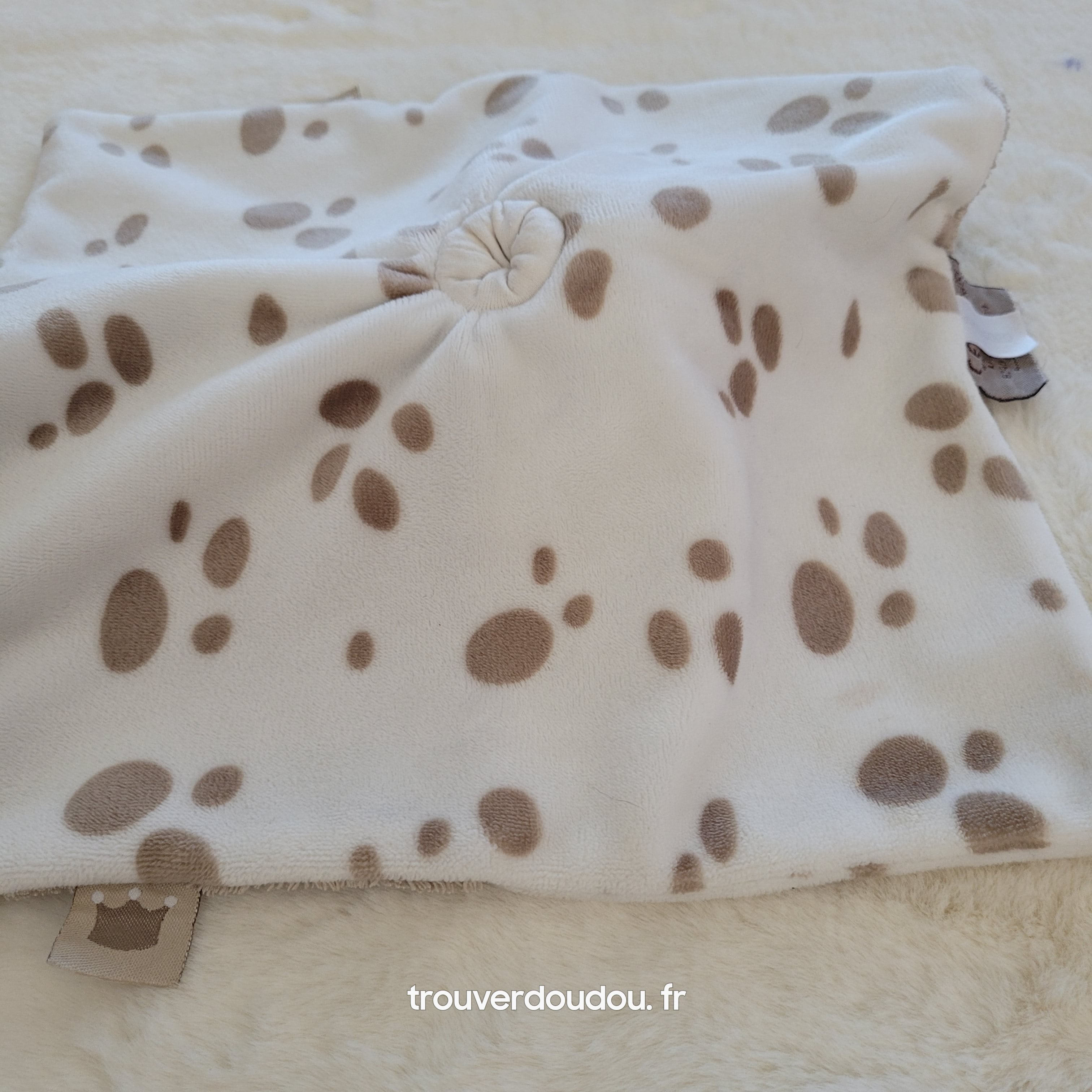 Doudou Plat Chien "Max" Marron et Blanc à Pois - Nattou - Collection Max & Noa - Très Bon État