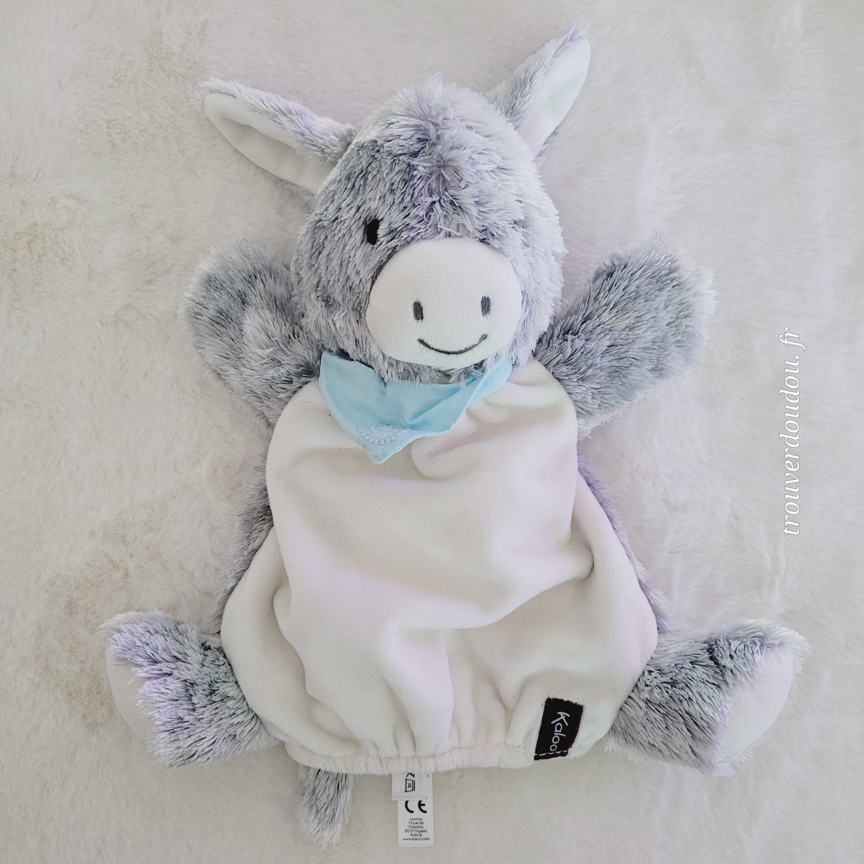 Doudou Marionnette Âne "Régliss'" Gris - Kaloo - Collection Les Amis - Neuf