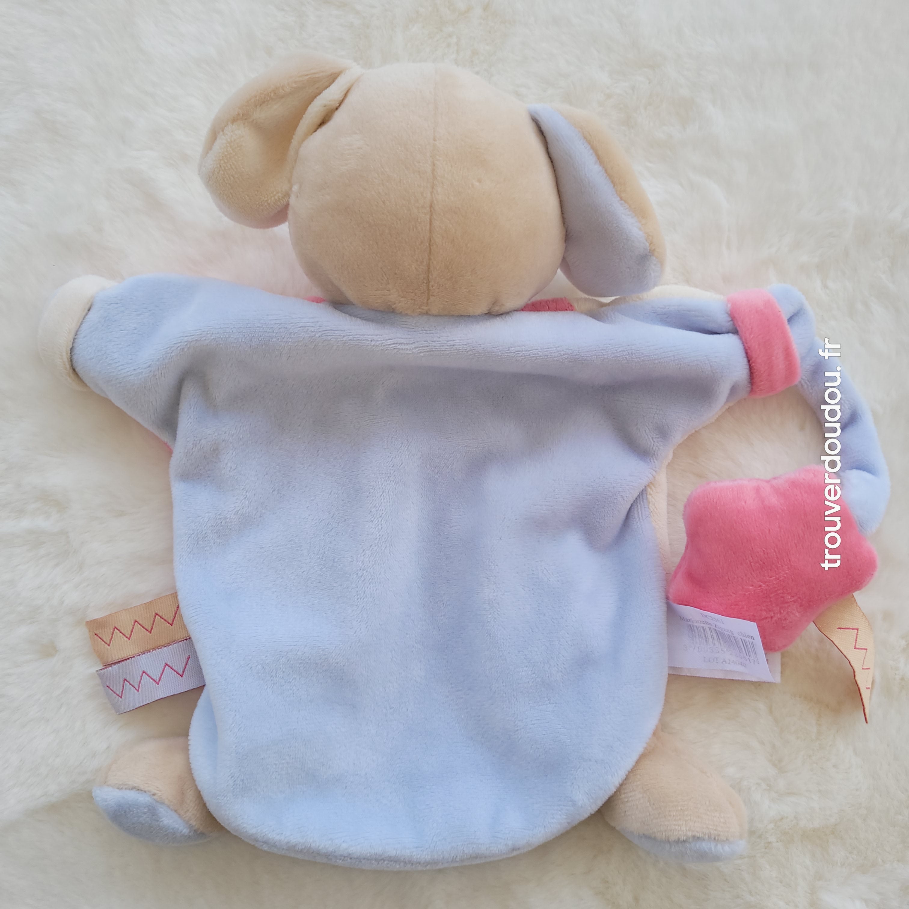 Doudou Plat Chien Zigzag Rose Doudou et Compagnie - Occasion État d'Usage