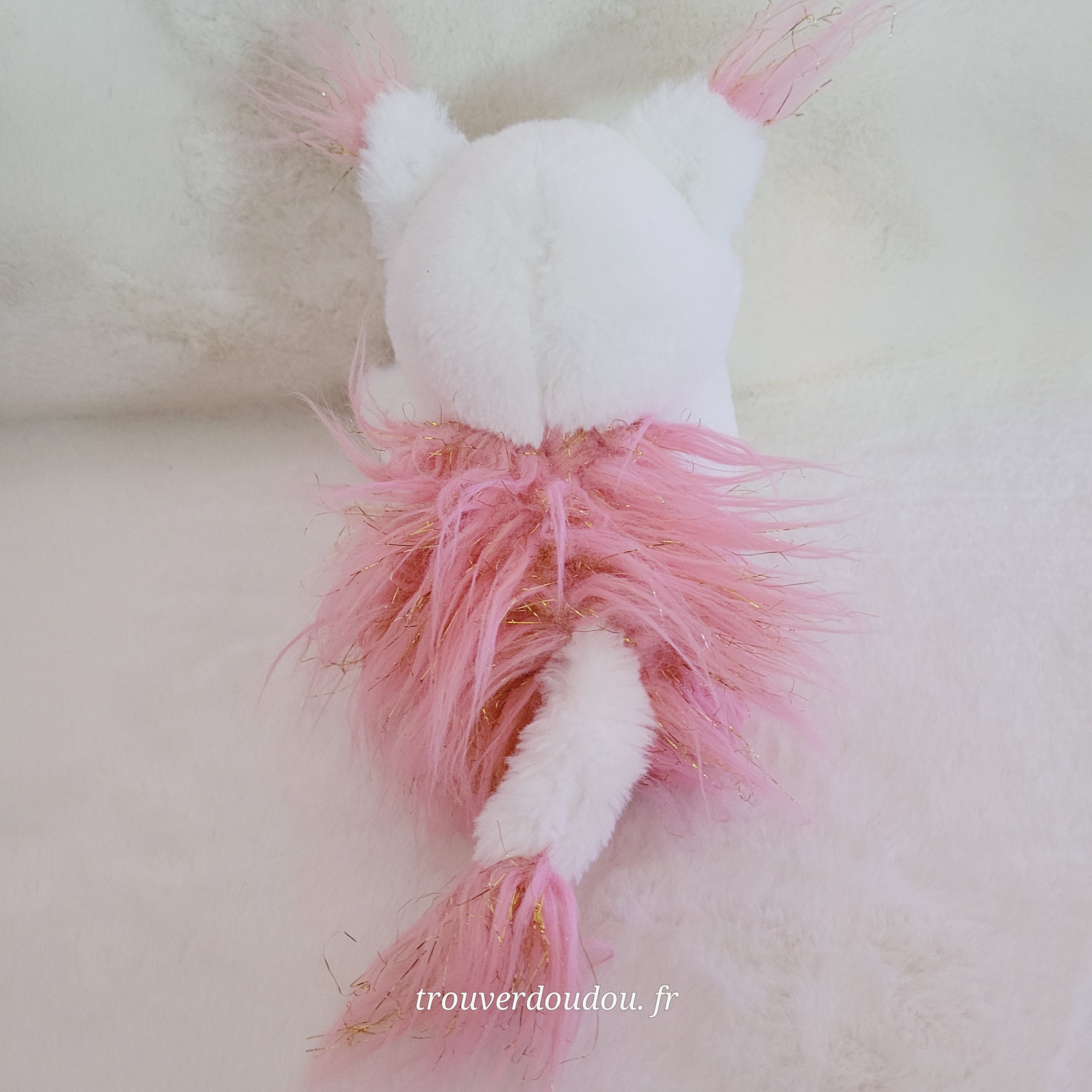 Peluche Lynx Rose et Blanc "Girls & Glitter" - Histoire d'Ours - 25 cm - État Comme Neuf