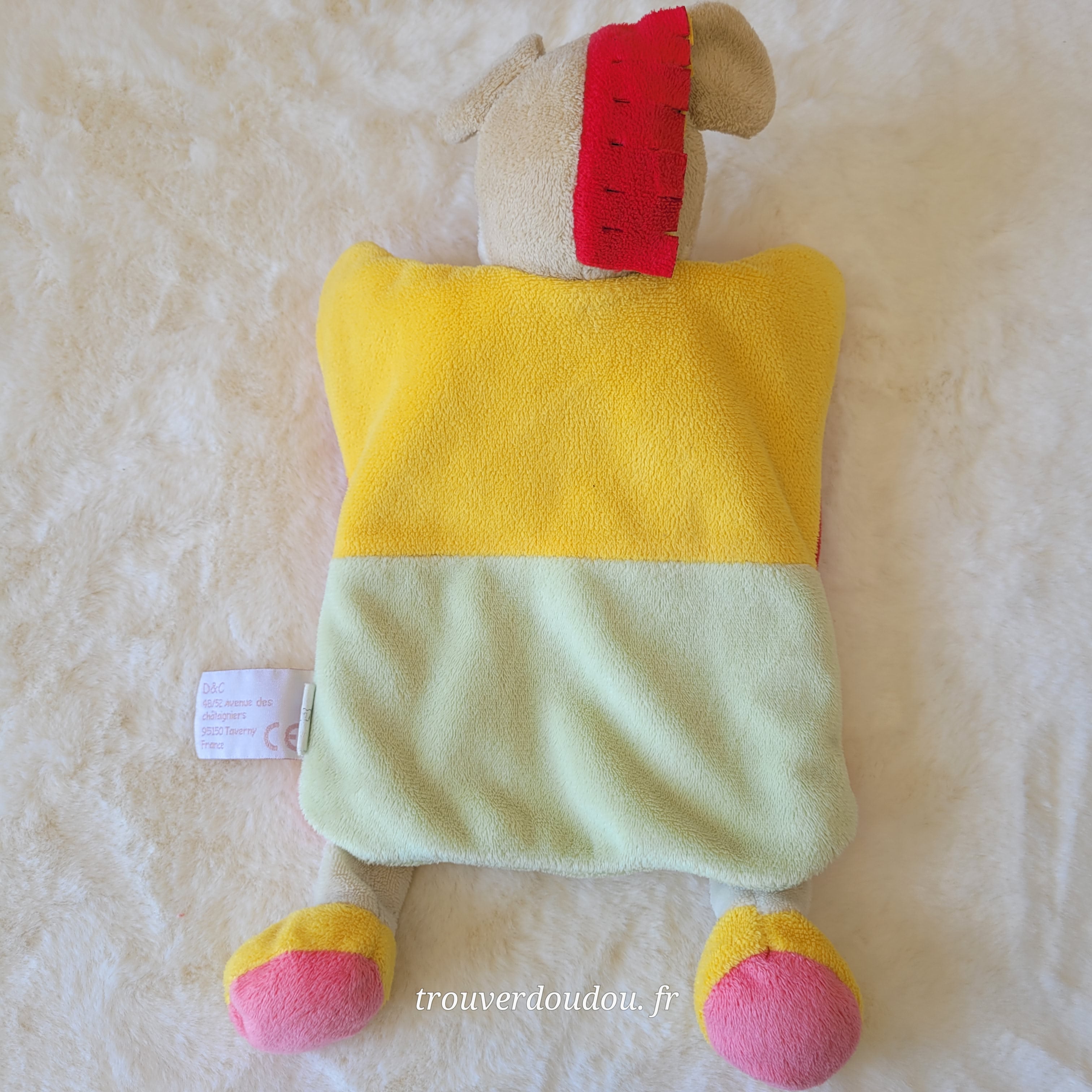 Doudou Marionnette Cheval Rouge et Orange avec Bébé - Doudou et Compagnie - Occasion Très Bon État