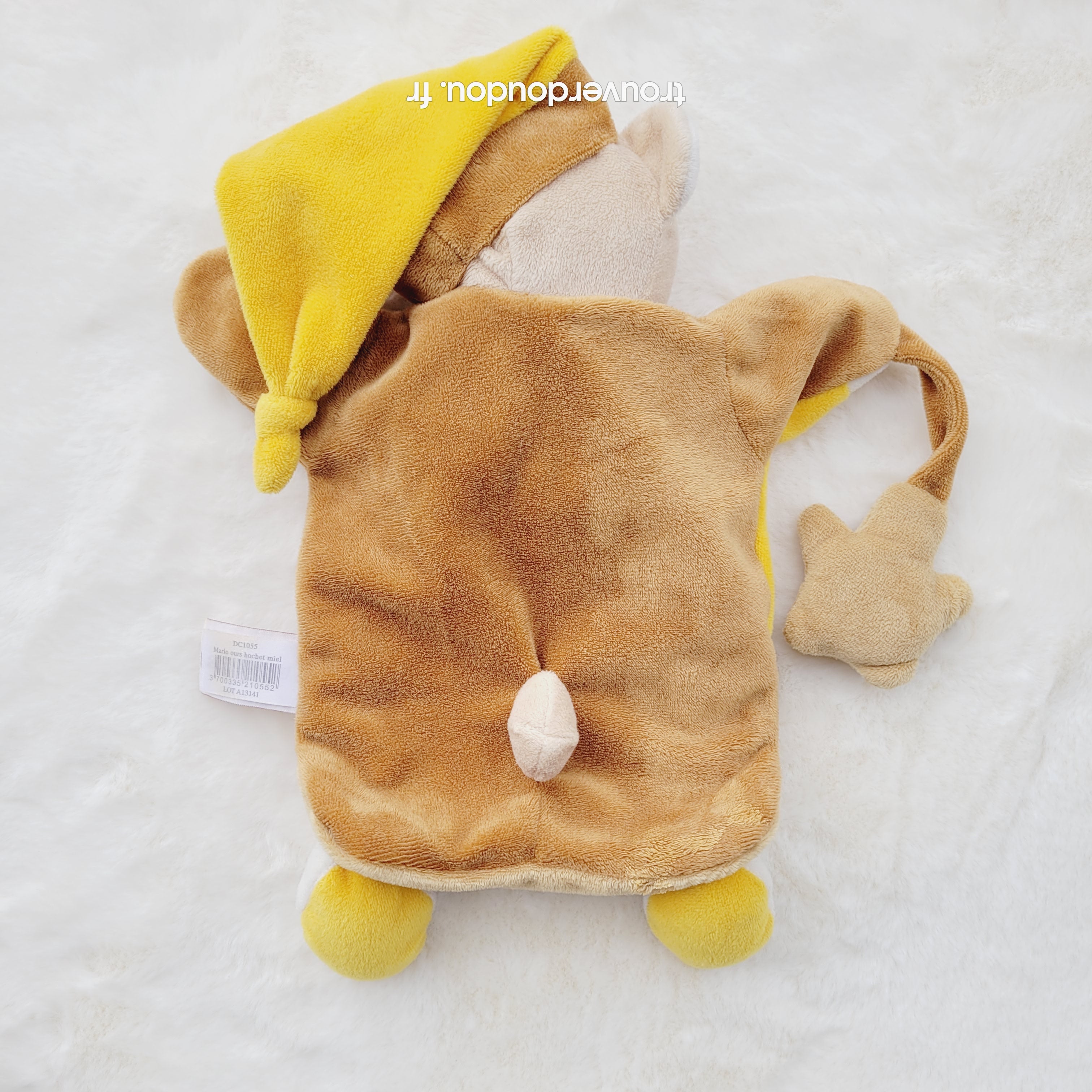 Doudou marionnette Ours Pain d'Épice marron et jaune - Doudou et Compagnie SOS Ours - Très bon état