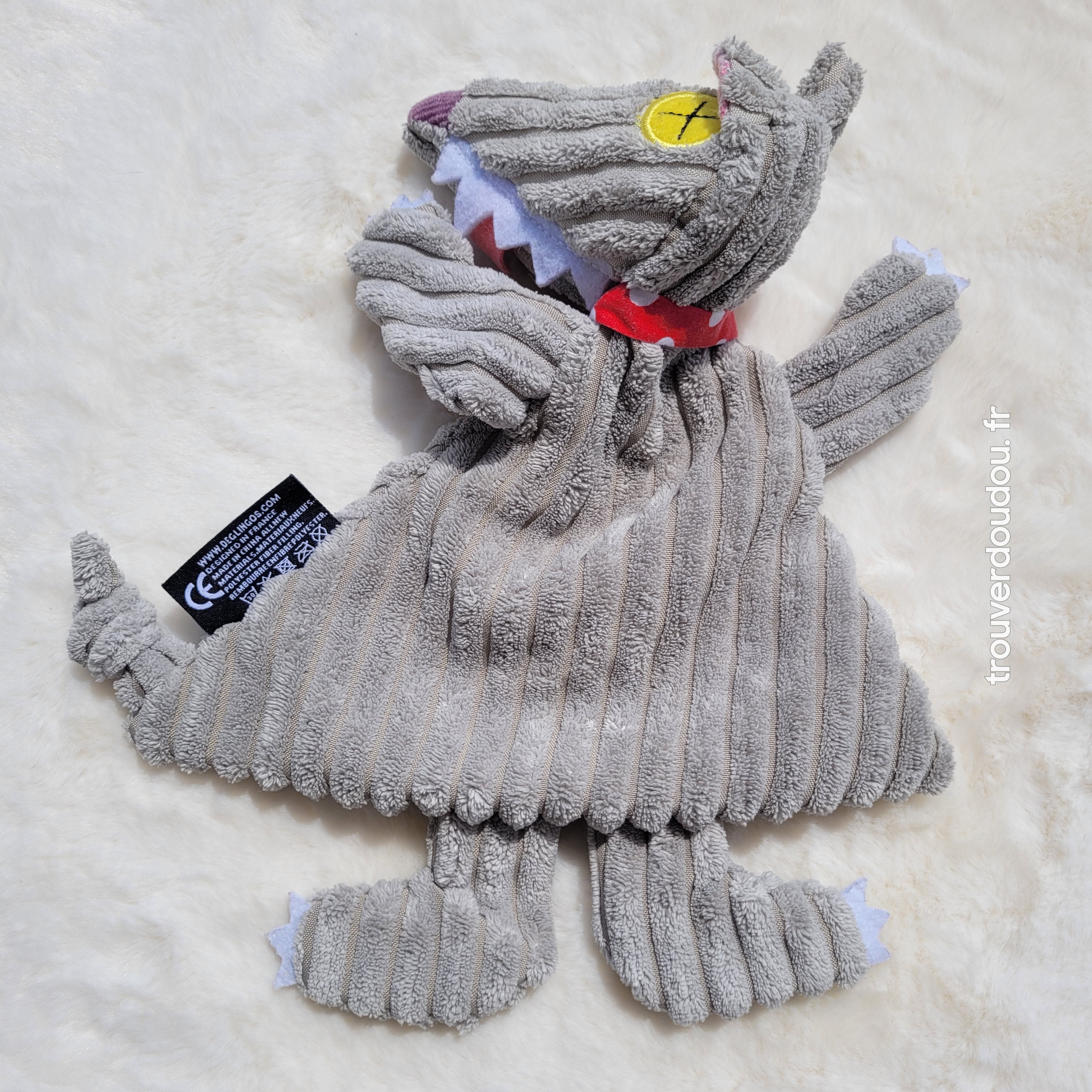 Doudou Plat Loup BigBos Les Déglingos - Occasion Très Bon État