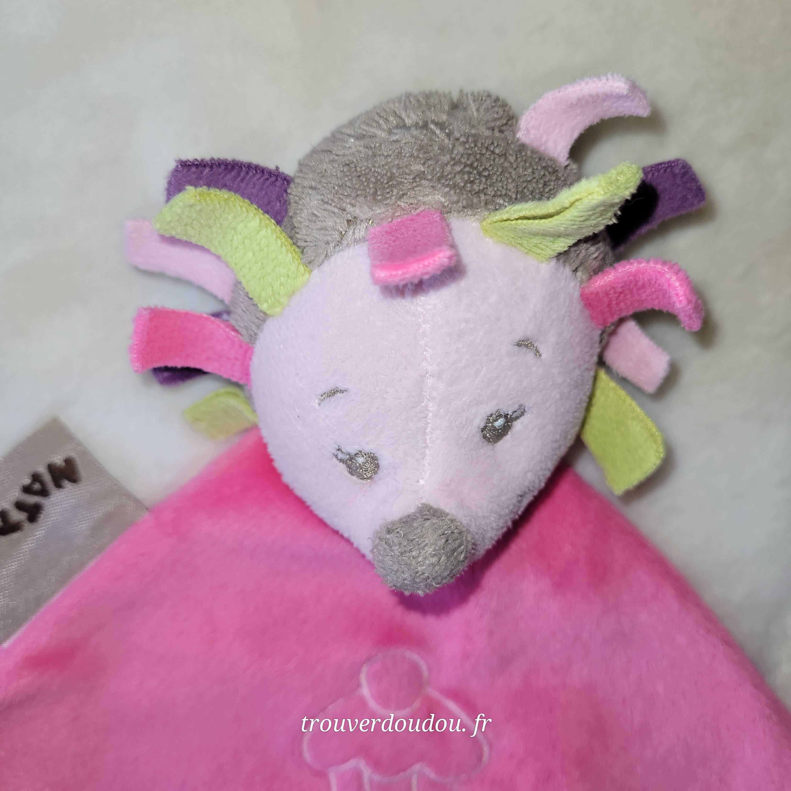 Doudou Plat Hérisson "Alizée" Rose et Beige - Nattou - Collection Nina, Jade & Lili - Très Bon État