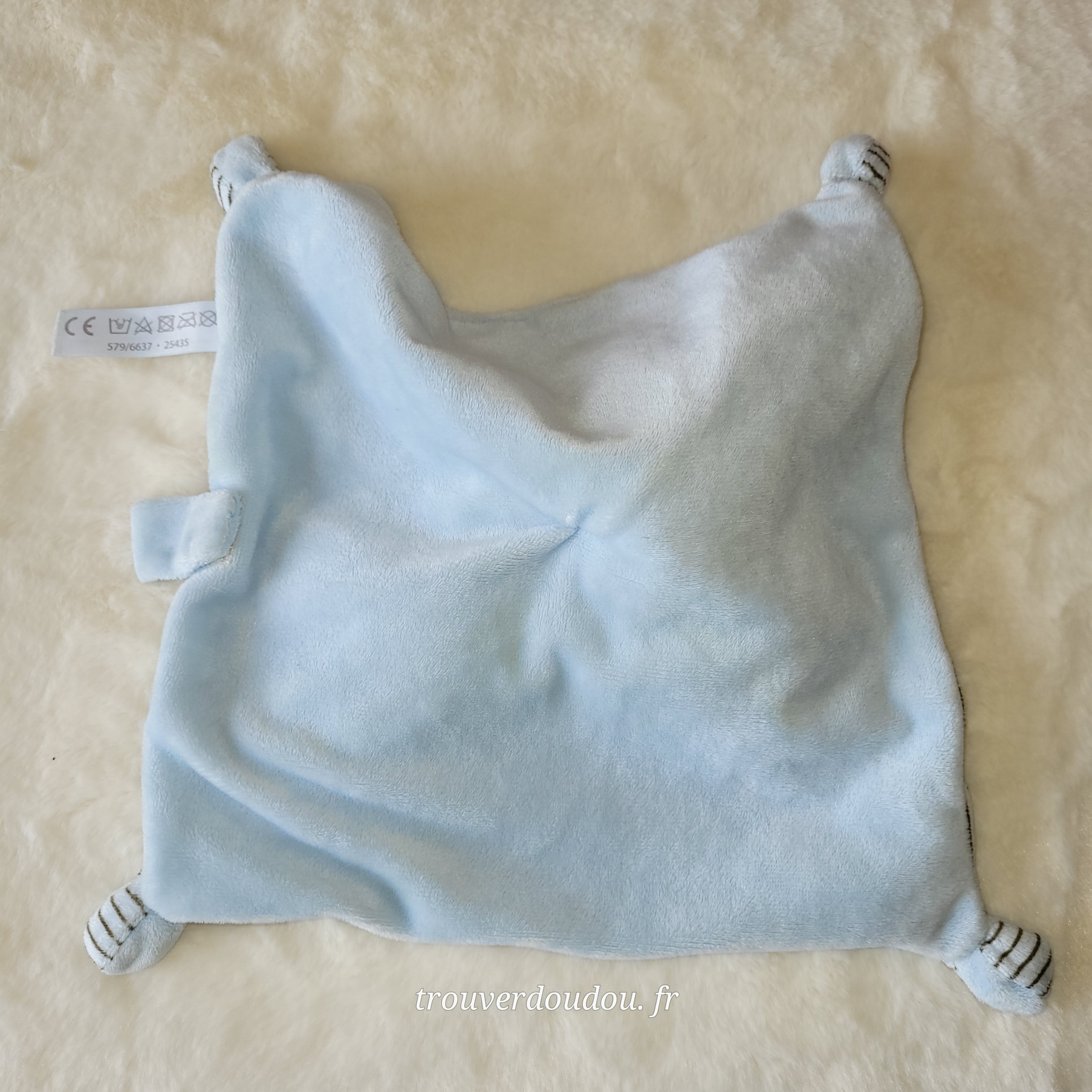 Doudou Plat Lapin Bleu Ciel et Rayures Abc - Simba / Nicotoy - Excellent État