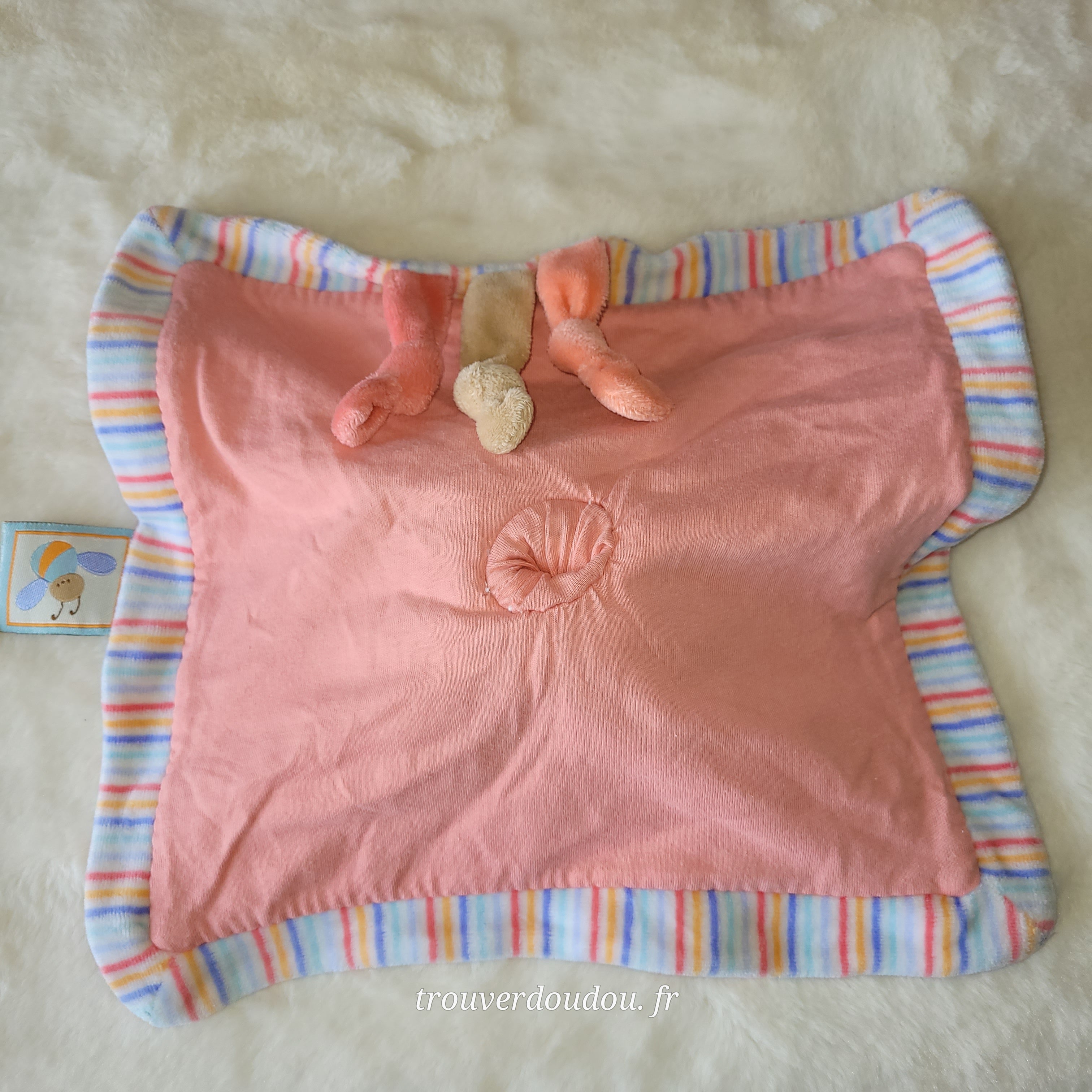 Doudou Plat Vache "Zoe" Rose et Framboise - Nattou - Collection Les Z'amis - Très Bon État